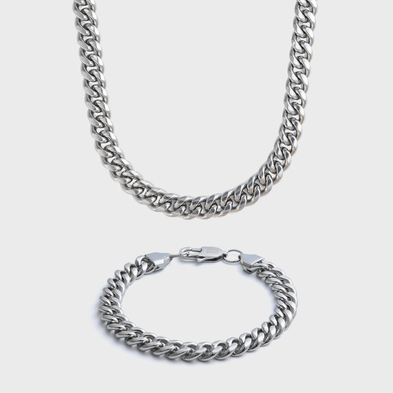 8mm Silver Cuban Gift Set