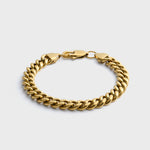 8mm Gold Cuban Bracelet Front Shot on light grey background
