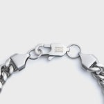 8mm Silver Cuban Bracelet Clasp Shot on light grey background