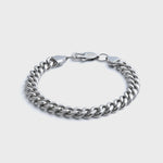 8mm Silver Cuban Bracelet Front Shot on light grey background