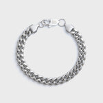 8mm Silver Cuban Bracelet Top Shot on light grey background