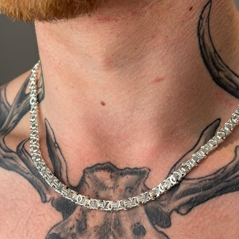 Silver Flat Byzantine Chain