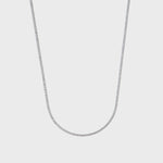 Curb chain silver 2mm top shot on light grey background