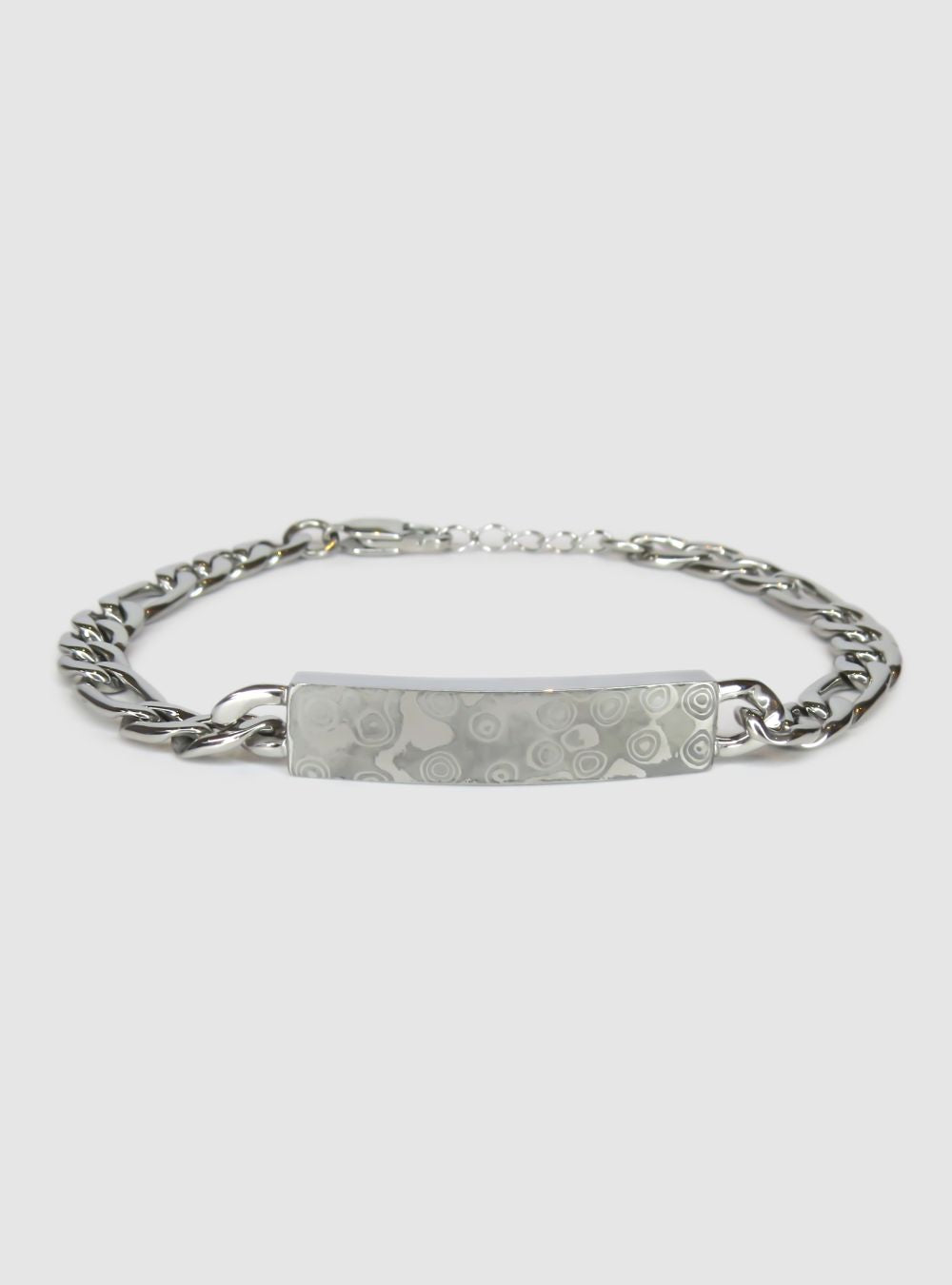 Damascus Steel ID Bar Chain Bracelet