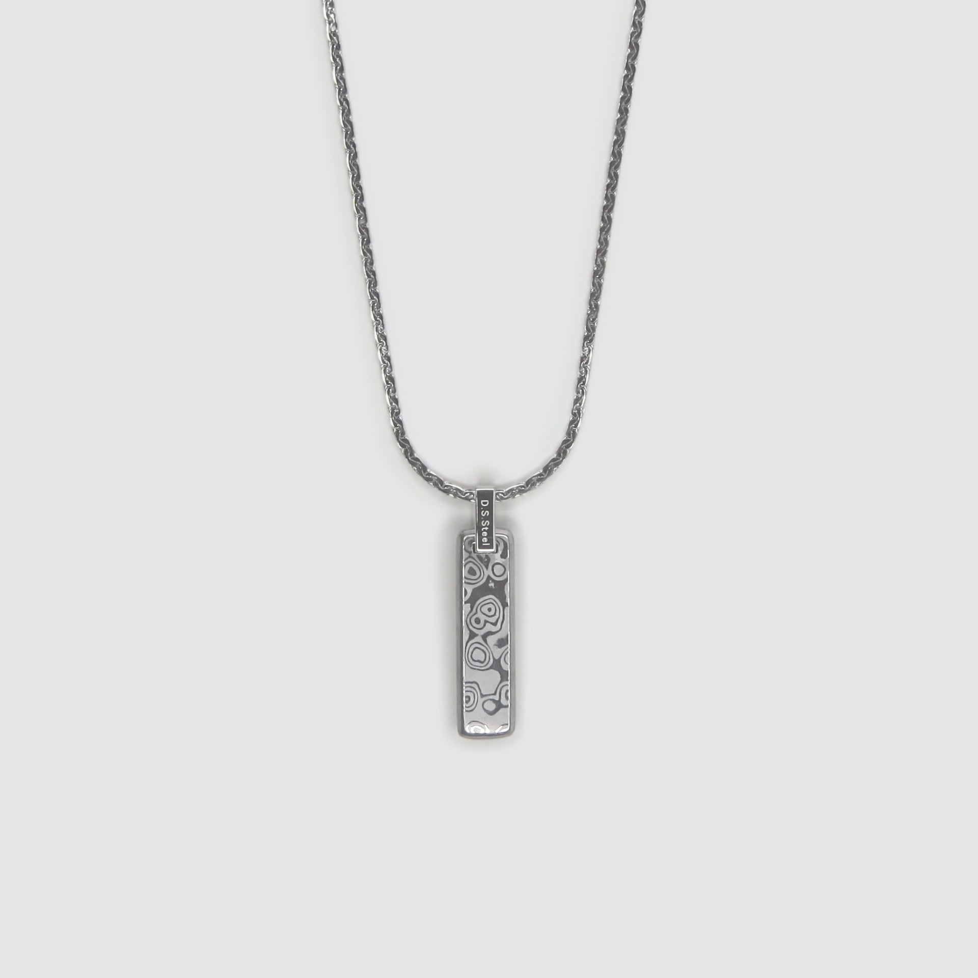 Damascus Steel Narrow Bar Pendant