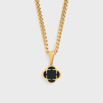 Gold Black Clover Pendant Cuban