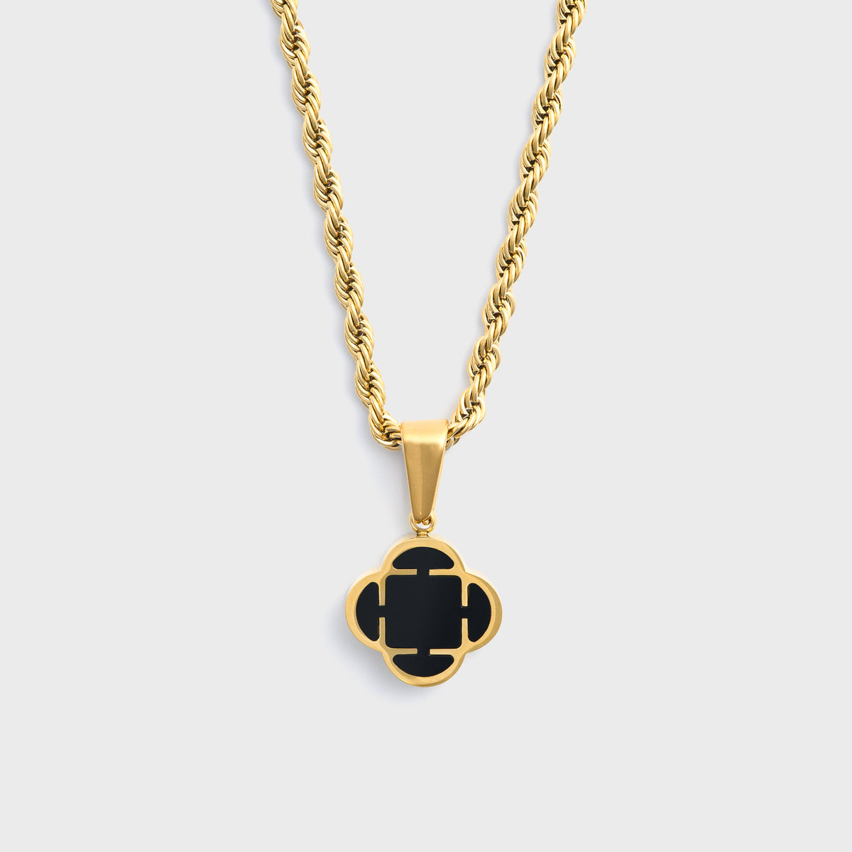 Gold Black Clover Pendant Rope