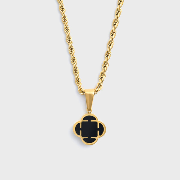 Gold Black Clover Pendant Rope