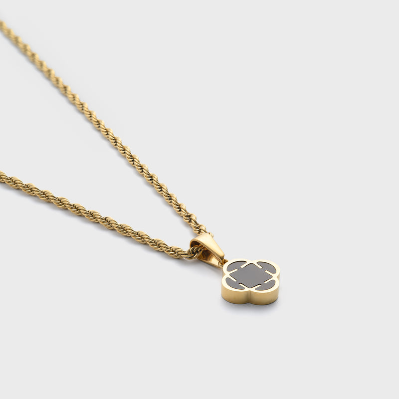 Gold Black Clover Pendant Rope