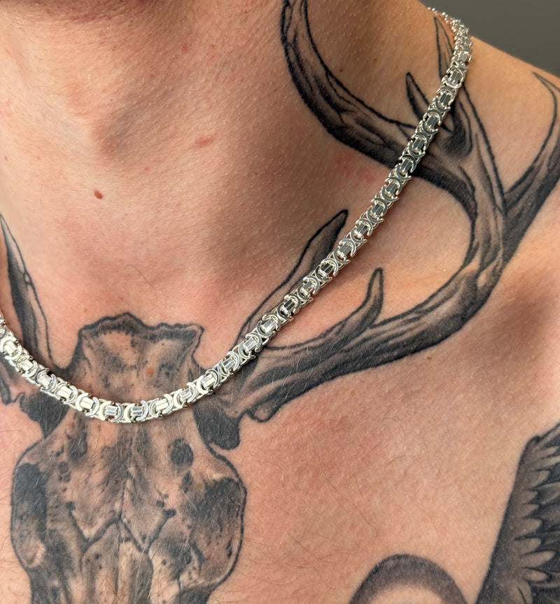 Silver Flat Byzantine Chain