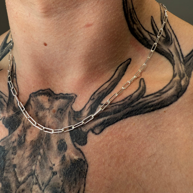 Silver Paper Clip Link Chain