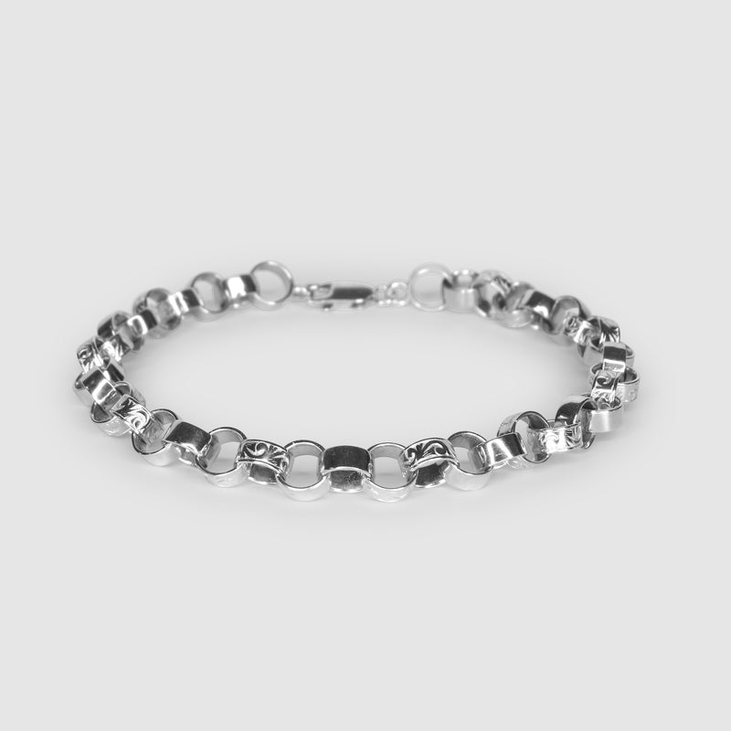 Silver Patterned Belcher Bracelet