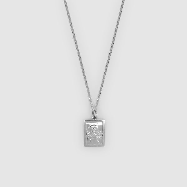 Silver Rectangular St Christopher Pendant