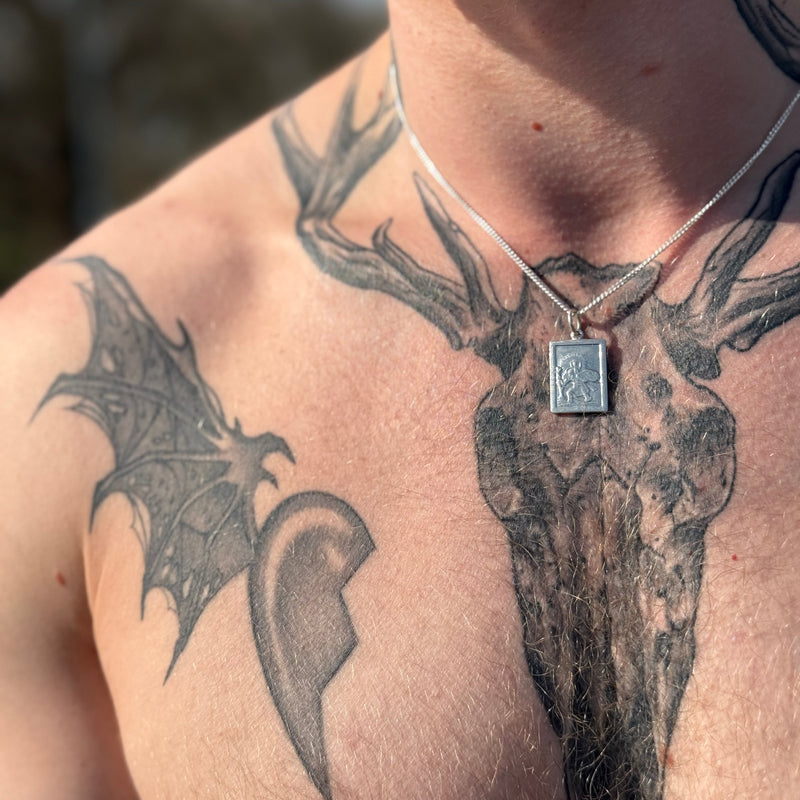 Silver Rectangular St Christopher Pendant