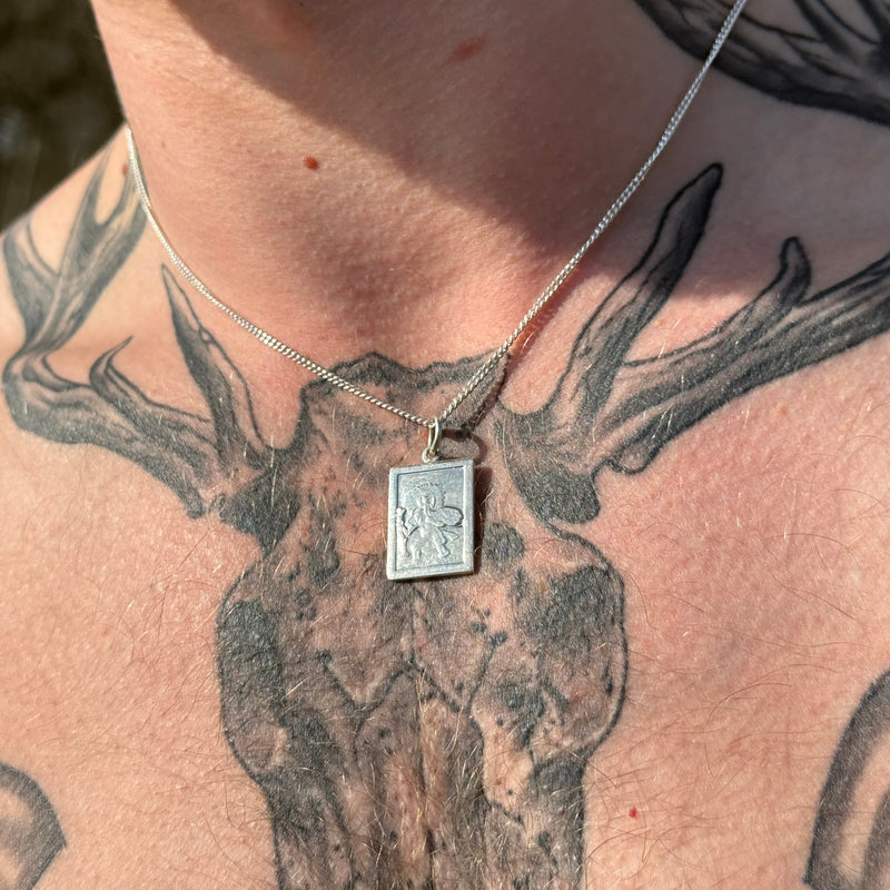 Silver Rectangular St Christopher Pendant