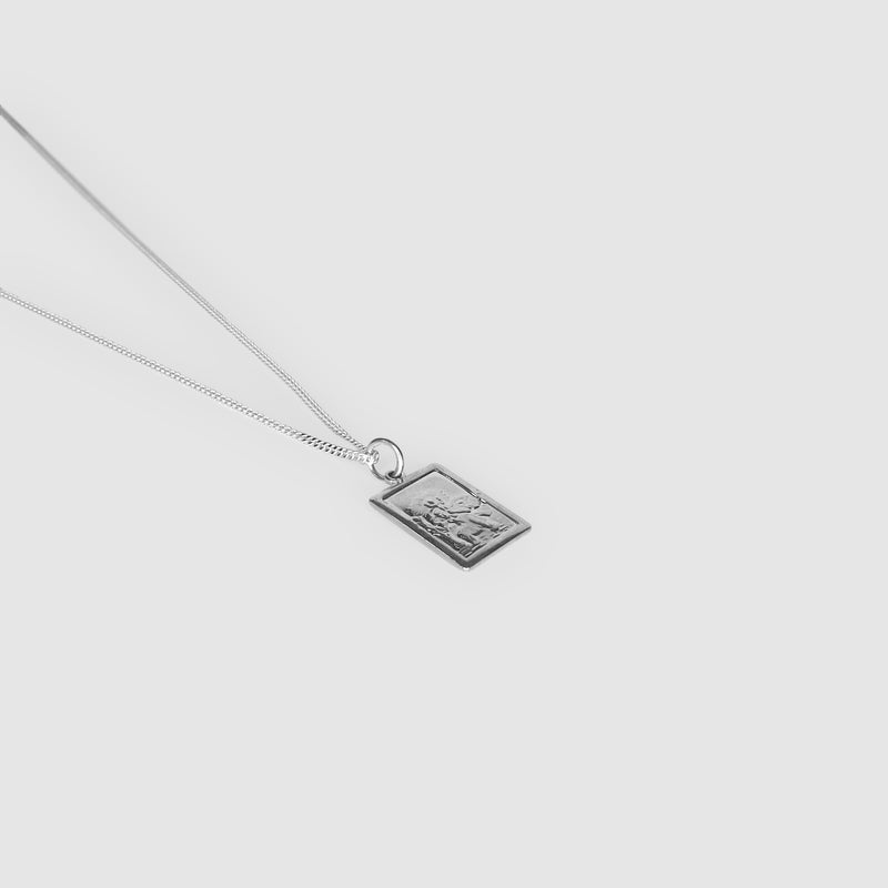 Silver Rectangular St Christopher Pendant