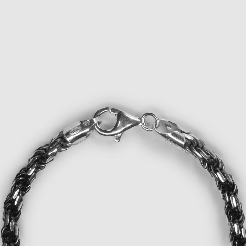 Silver Ruthenium Rope Chain Bracelet