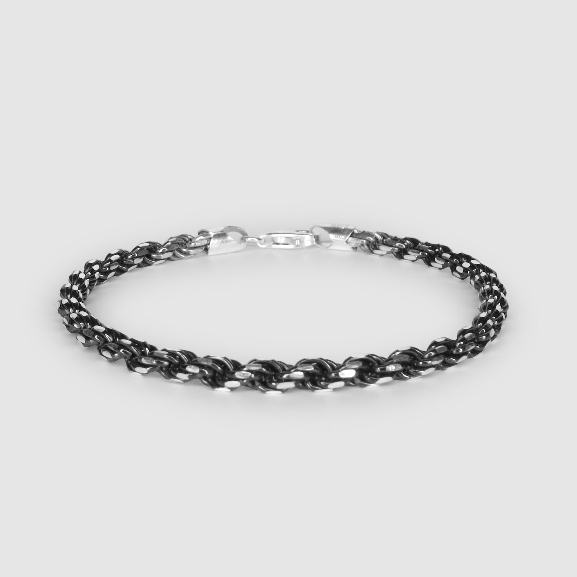 Silver Ruthenium Rope Chain Bracelet