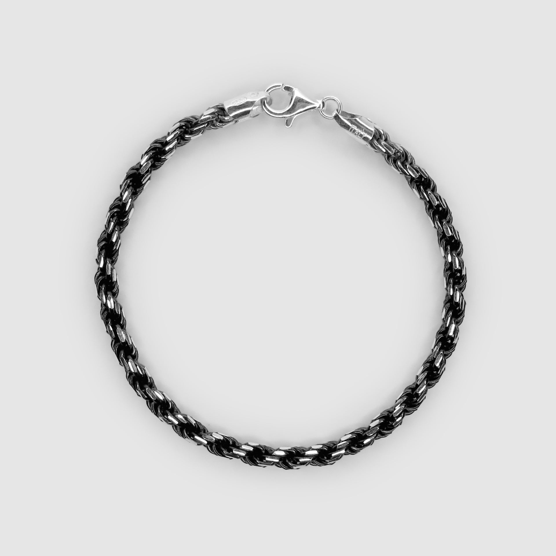 Silver Ruthenium Rope Chain Bracelet