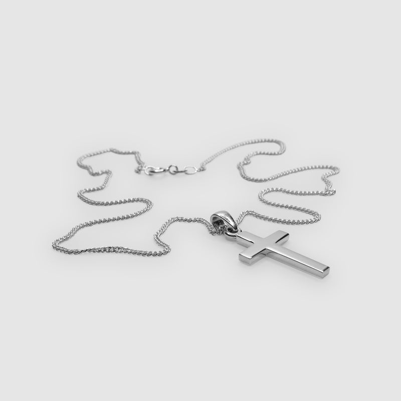 Silver Cross Necklace X Classic Curb