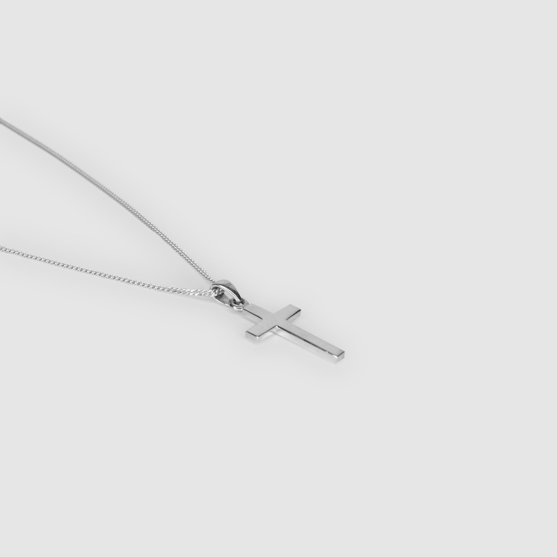 Silver Cross Necklace X Classic Curb