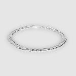 A 925 Sterling Silver lightweight bracelet with a classic design, featuring a metallic Figaro chain link.