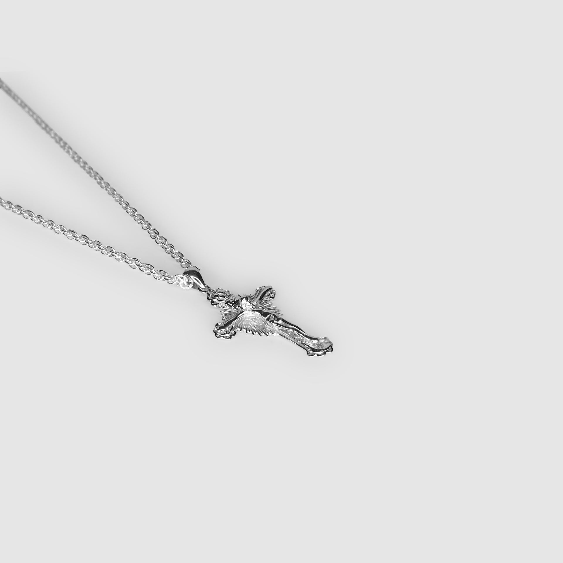 Silver Sunburst Crucifix Pendant