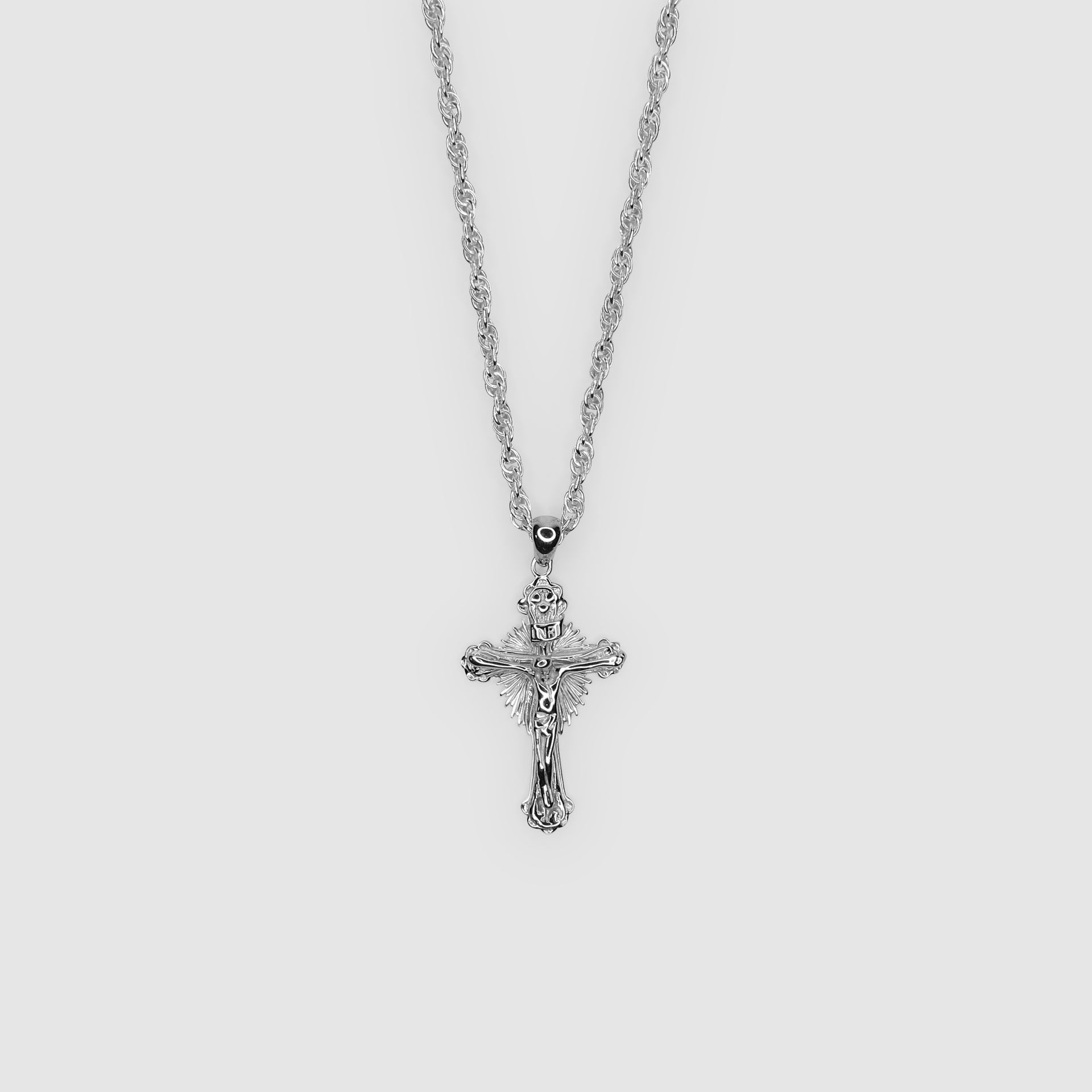 Silver Sunburst Crucifix Pendant