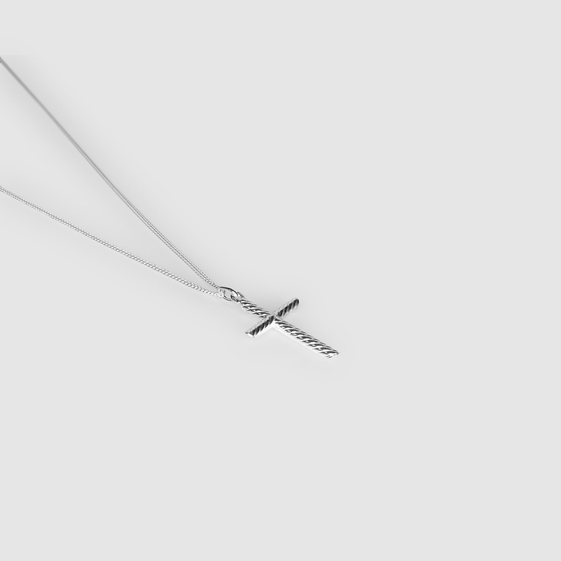 Silver Tubed Cross Necklace X Classic Curb