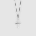 Silver Tubed Cross Necklace X Classic Curb