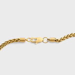 Wheat chain gold 5mm clasp shot on light grey background