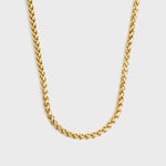 Wheat chain gold 5mm top shot on light grey background