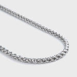 Wheat Chain Silver 5mm side shot on grey background