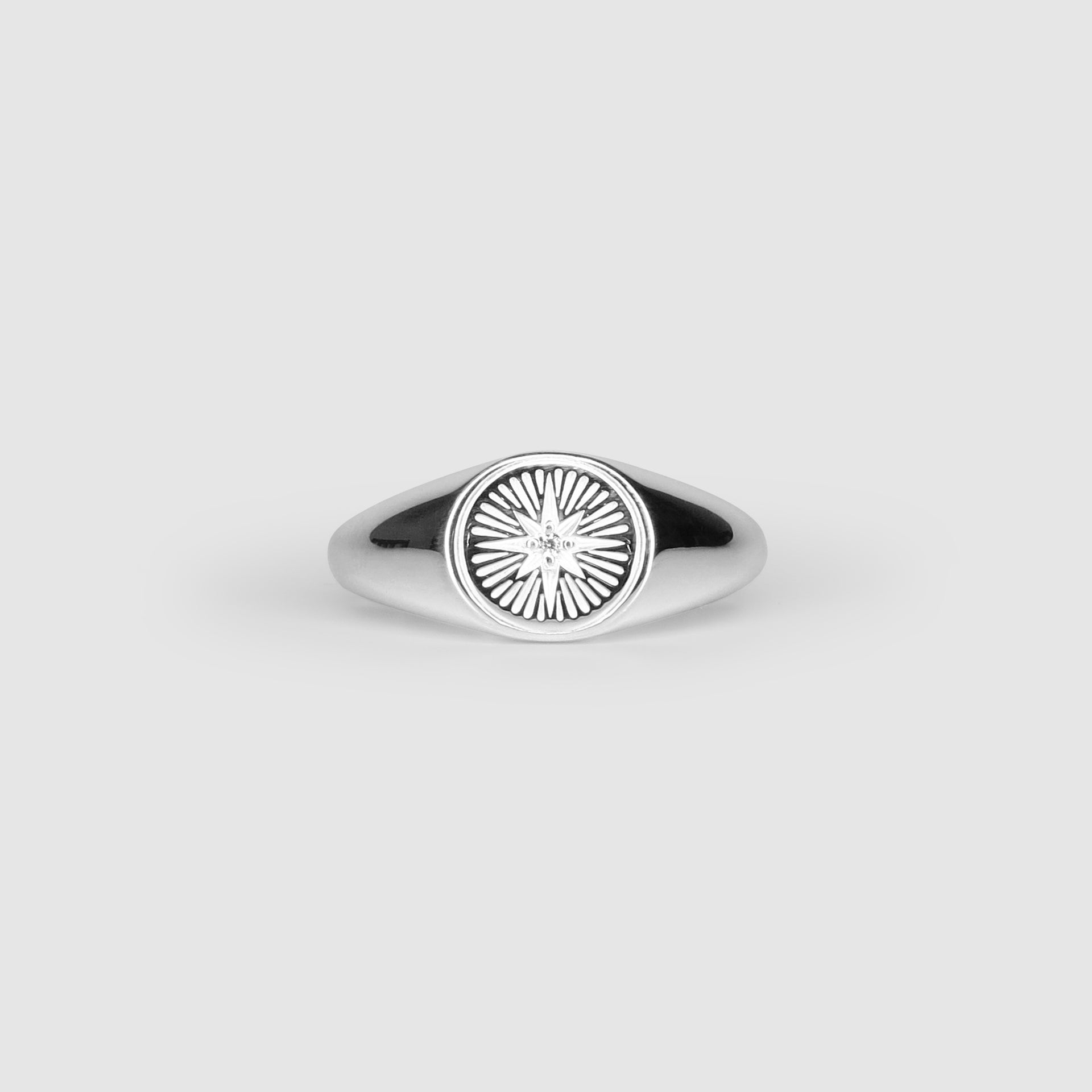 Silver Zirconia Pole Star Signet Ring